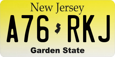 NJ license plate A76RKJ