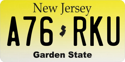NJ license plate A76RKU