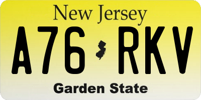 NJ license plate A76RKV
