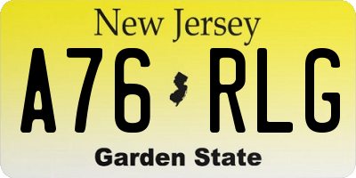 NJ license plate A76RLG