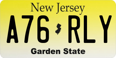 NJ license plate A76RLY