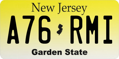 NJ license plate A76RMI