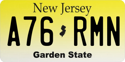 NJ license plate A76RMN