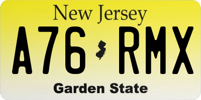NJ license plate A76RMX
