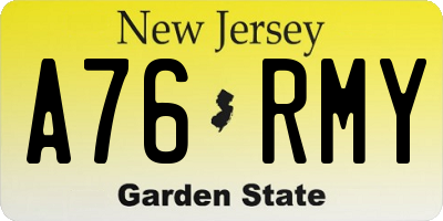 NJ license plate A76RMY
