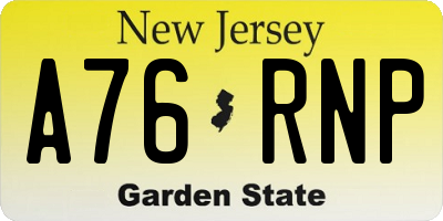 NJ license plate A76RNP