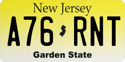 NJ license plate A76RNT