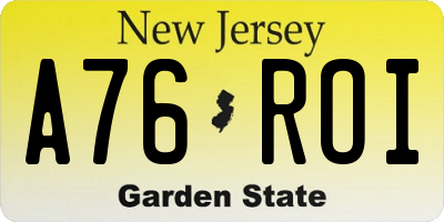 NJ license plate A76ROI