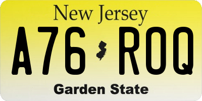 NJ license plate A76ROQ