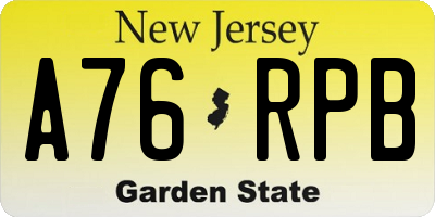 NJ license plate A76RPB