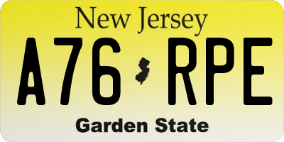 NJ license plate A76RPE