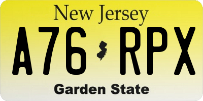 NJ license plate A76RPX