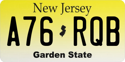 NJ license plate A76RQB