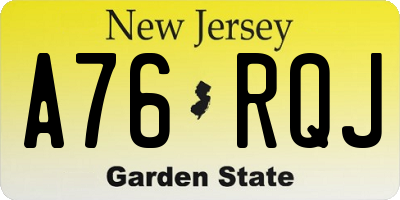 NJ license plate A76RQJ