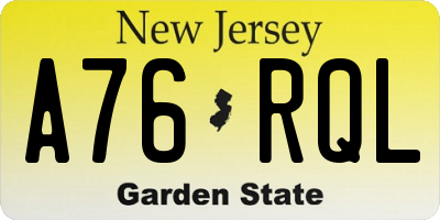 NJ license plate A76RQL