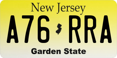 NJ license plate A76RRA