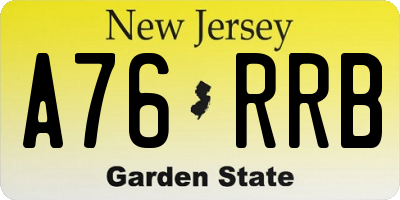 NJ license plate A76RRB