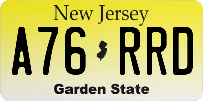 NJ license plate A76RRD