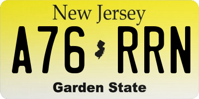 NJ license plate A76RRN