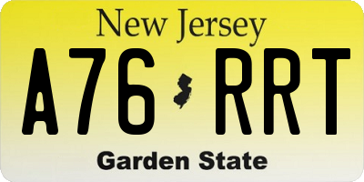 NJ license plate A76RRT