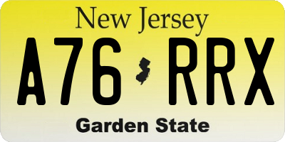 NJ license plate A76RRX