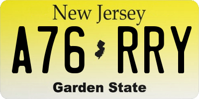 NJ license plate A76RRY