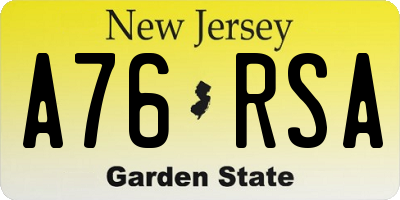 NJ license plate A76RSA