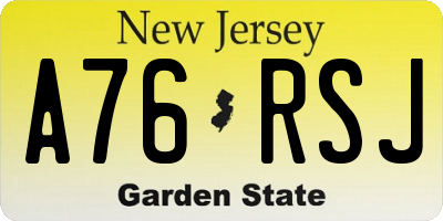NJ license plate A76RSJ