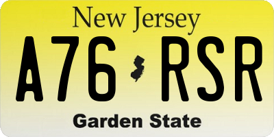 NJ license plate A76RSR