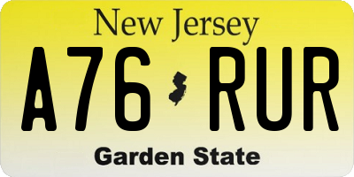 NJ license plate A76RUR