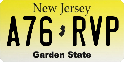 NJ license plate A76RVP