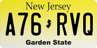 NJ license plate A76RVQ