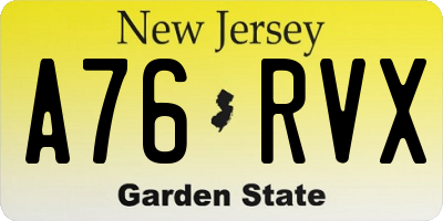 NJ license plate A76RVX