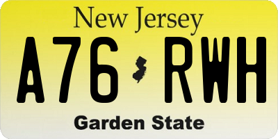 NJ license plate A76RWH