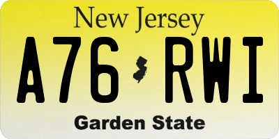 NJ license plate A76RWI