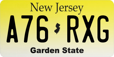 NJ license plate A76RXG