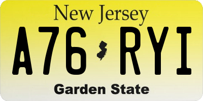 NJ license plate A76RYI