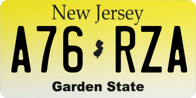 NJ license plate A76RZA