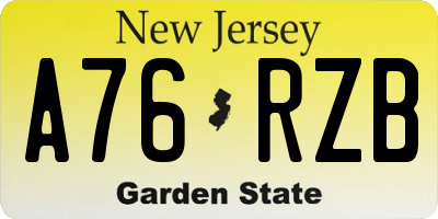 NJ license plate A76RZB