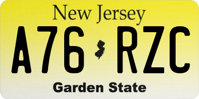 NJ license plate A76RZC