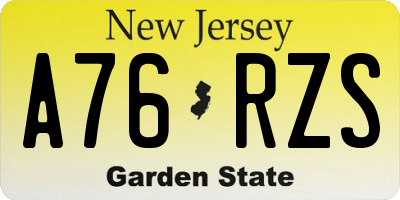 NJ license plate A76RZS