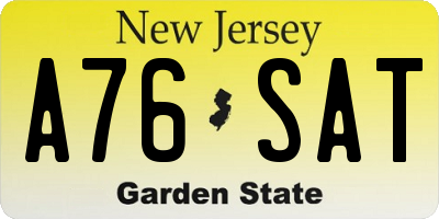 NJ license plate A76SAT
