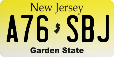 NJ license plate A76SBJ