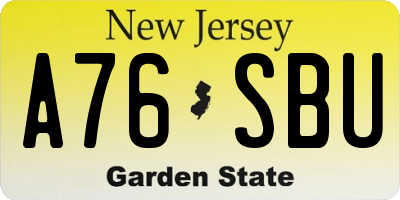 NJ license plate A76SBU