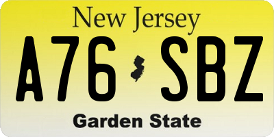 NJ license plate A76SBZ