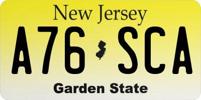 NJ license plate A76SCA