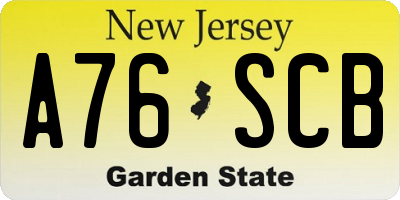 NJ license plate A76SCB