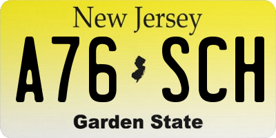 NJ license plate A76SCH