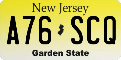 NJ license plate A76SCQ