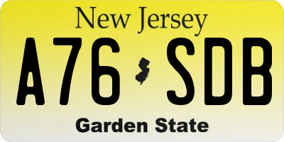 NJ license plate A76SDB